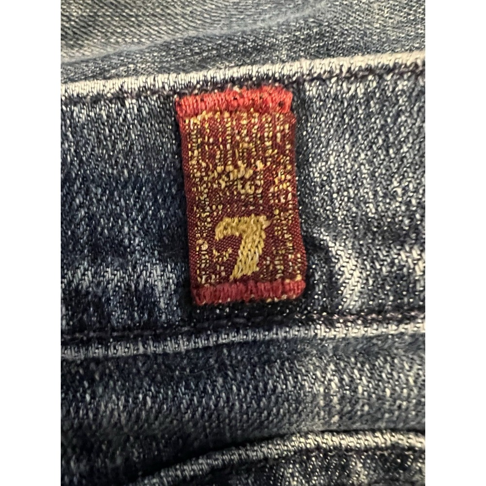 7 For All Mankind Flare Jeans Women's Size 30 Blue Medium Wash 5 Pocket - Picture 8 of 8